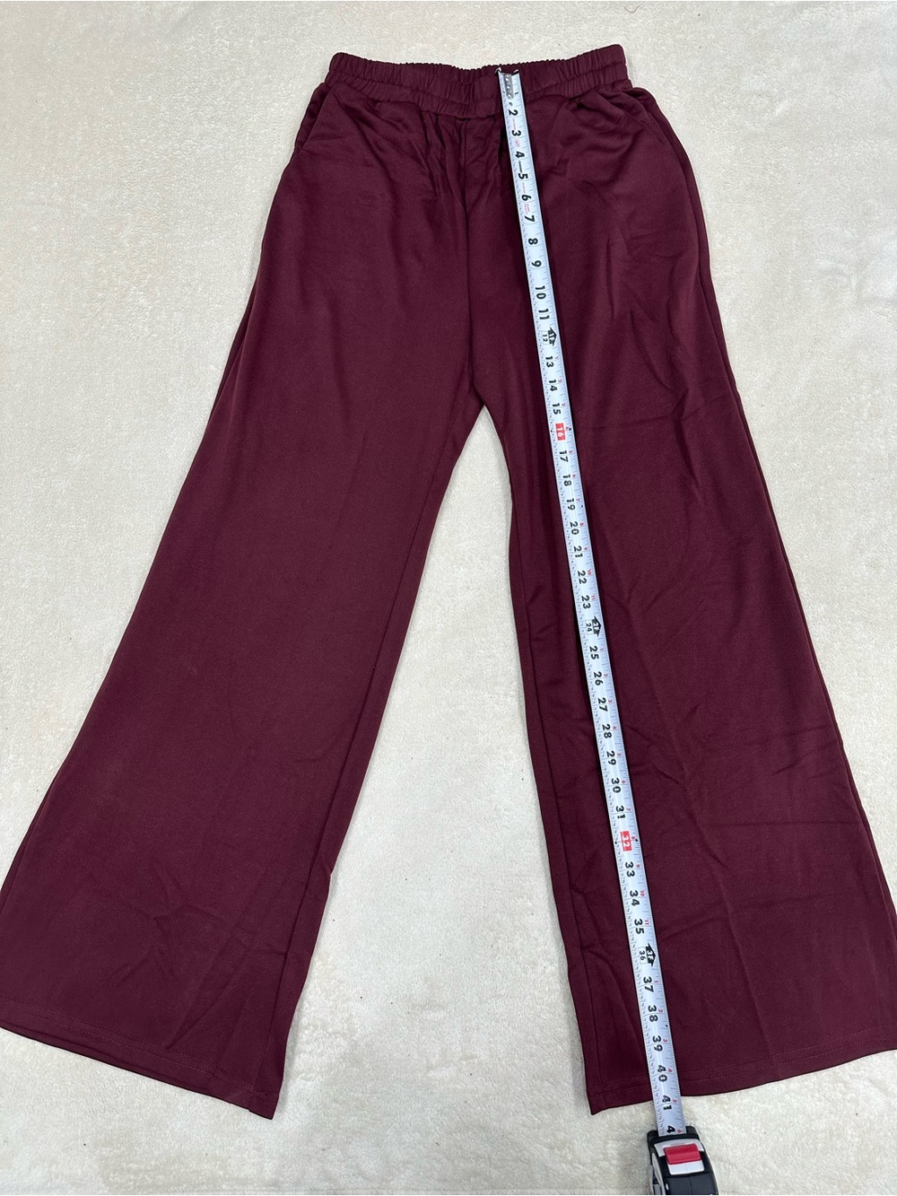 Women's Loungewear Wide-Leg Sweatpant and Long Sleeve Top Burgundy Size S. - Picture 3 of 9
